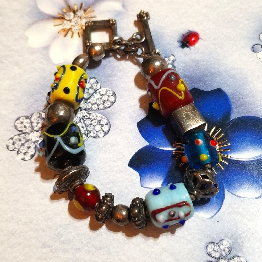 GORGEOUS Silpada Sterling Lampwork Glass Bracelet - Picture 4 of 7